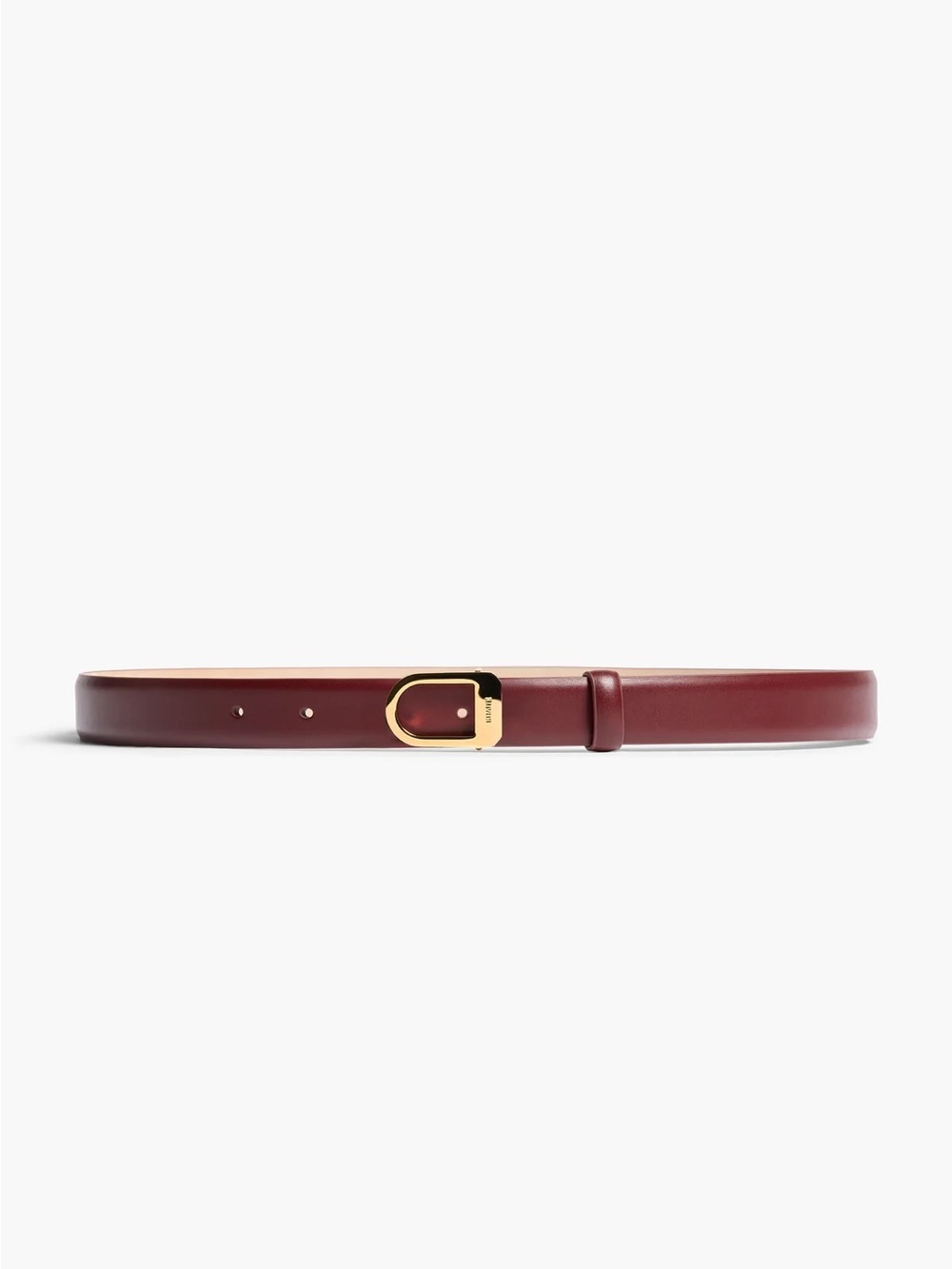 KHAITE Saddle Leather Belt in Oxblood with Gold Buckle